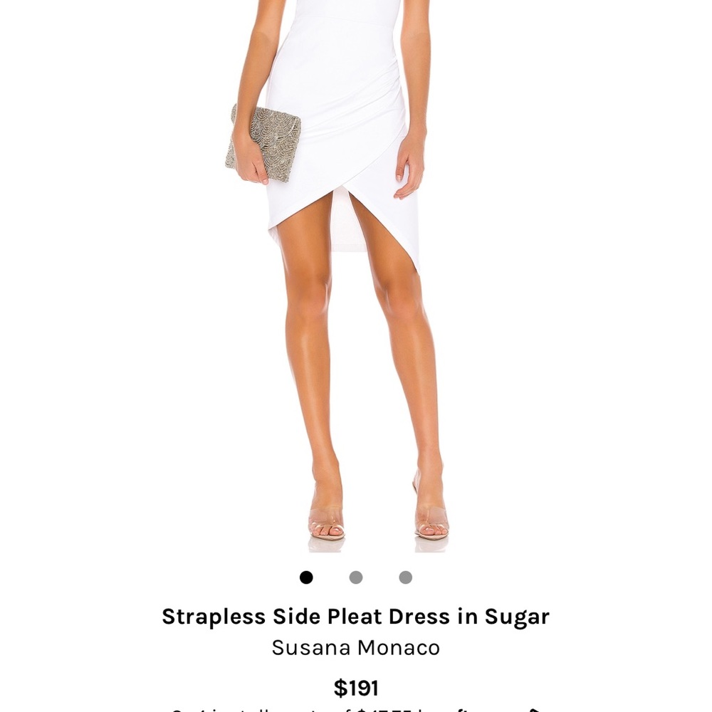 Strapless Side Pleat Dress in Sugar - Susana Monaco